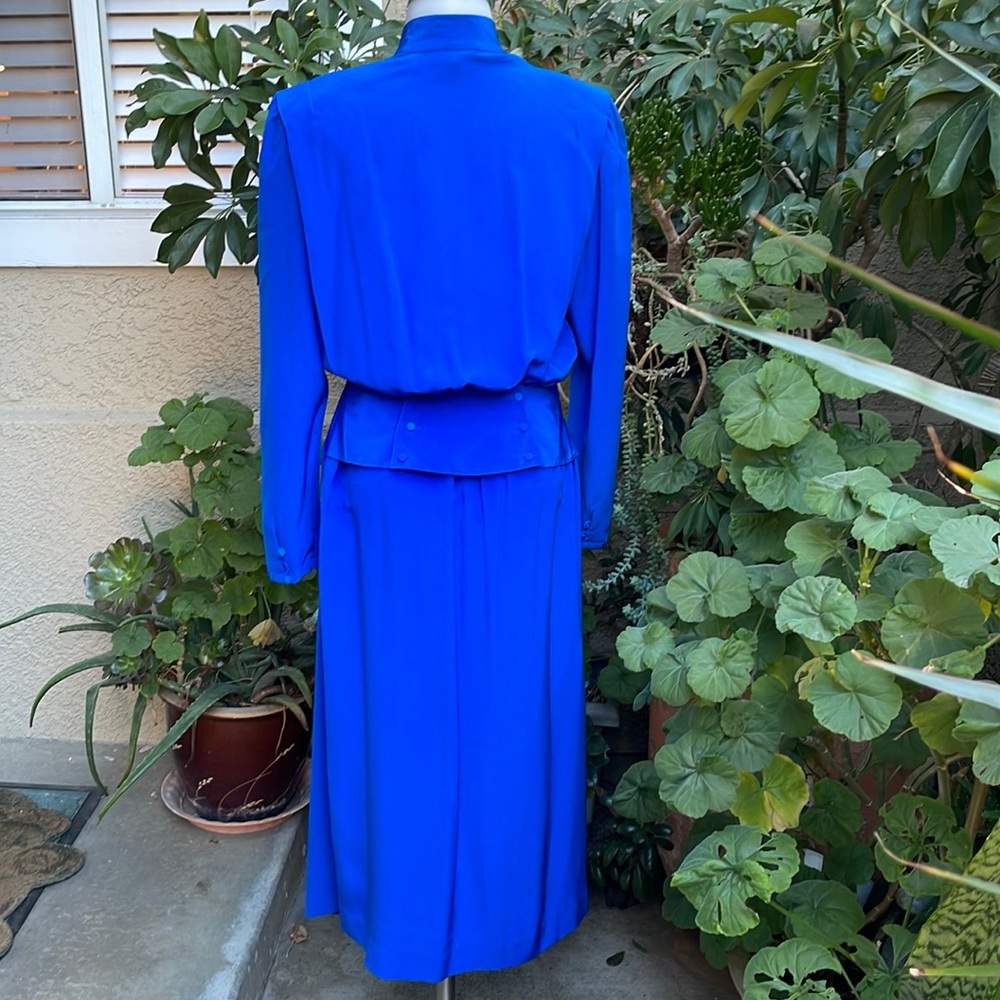 Vintage royal blue Cadaz silk dress - Picture 10 of 12